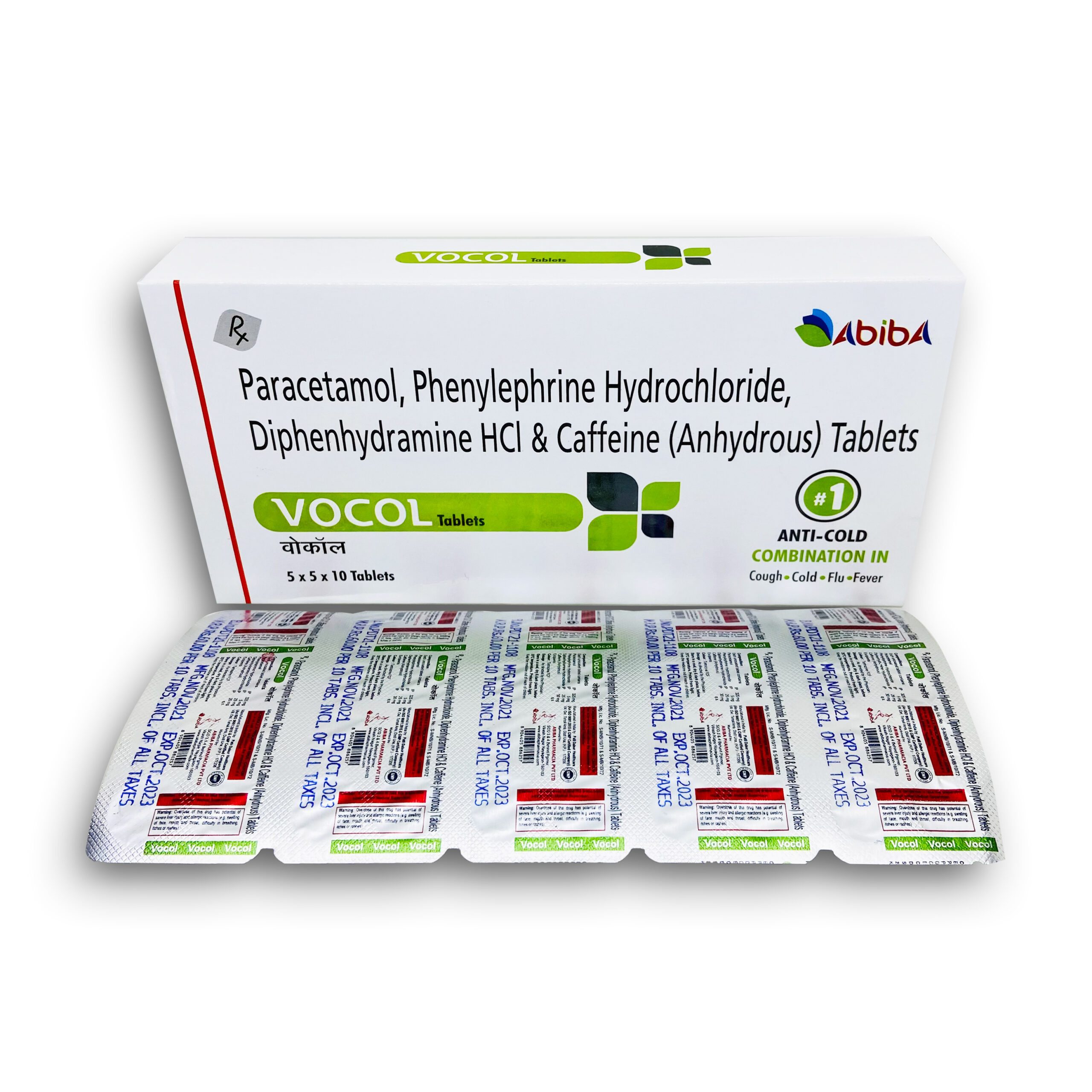 Paracetamol, Phenylephrine HCL, Diphenhydramine HCL & Caffeine Tablets